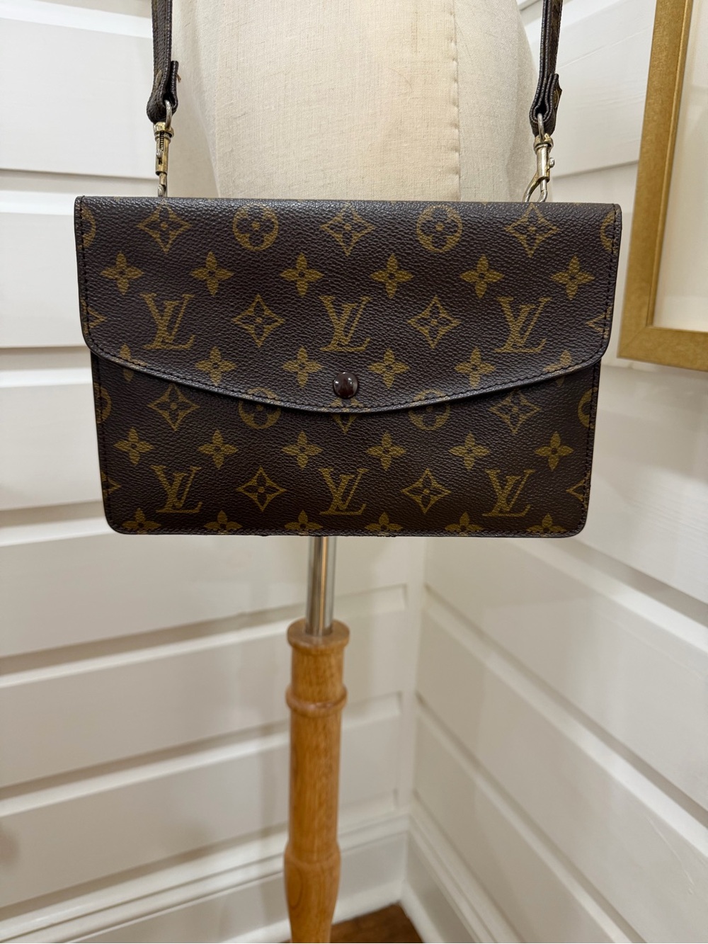 Louis Vuitton Monogram Shoulder Envelope in Brown and Gold